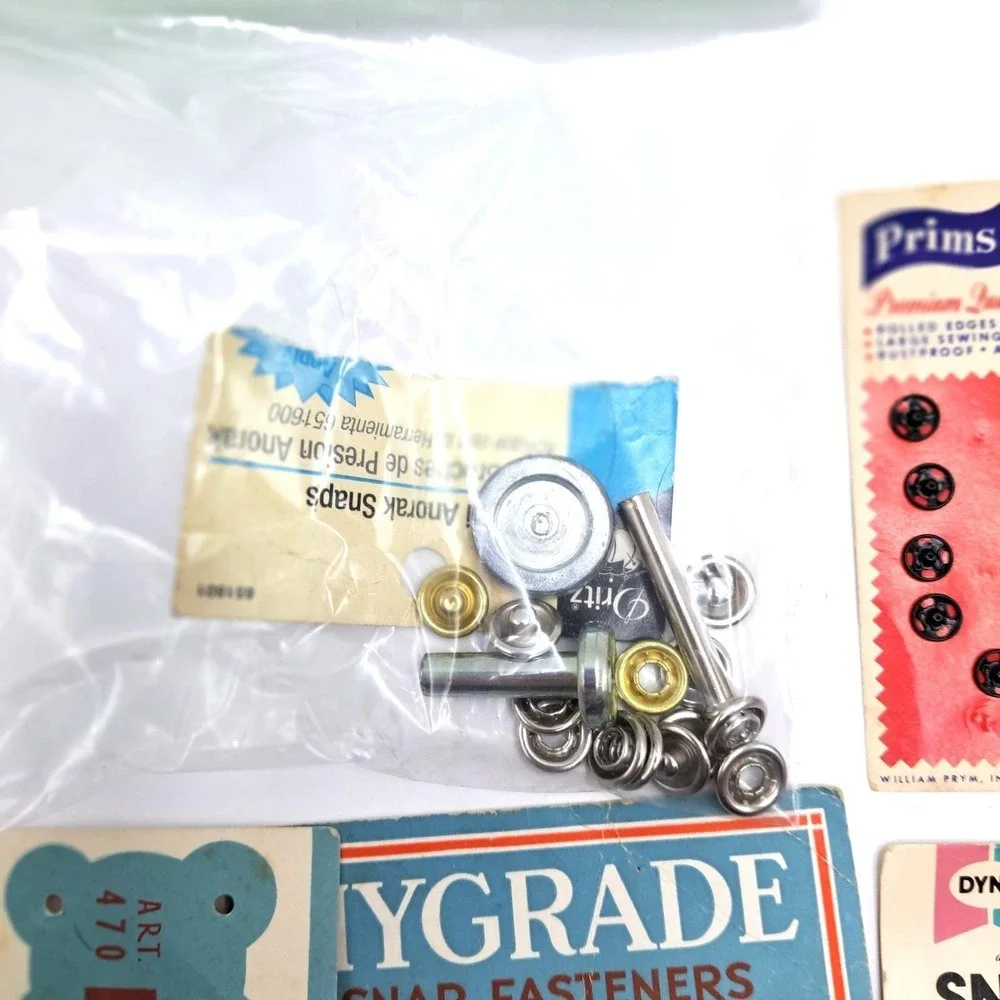 Vintage Snap Fastener Lot Dritz Prym Hooks Eyes Snap Tape Sewing Notions 50s-70s